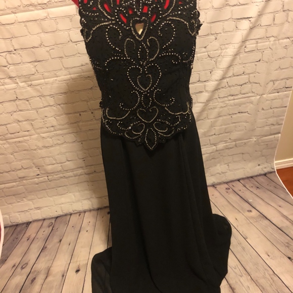 Fiesta Black Beaded Prom Dress - Picture 3 of 8